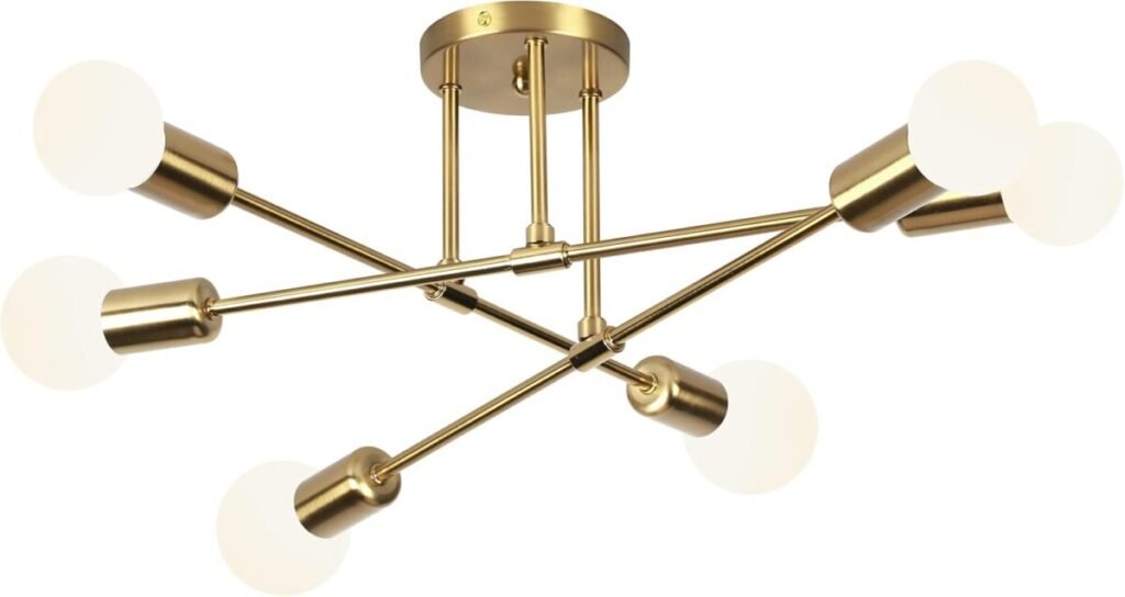 Luminária Pendente de 6 Cabeças Dourada 